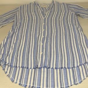 Cloth& Stone Button Top - large - blue stripe